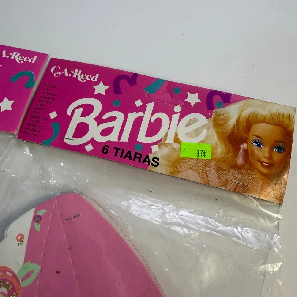 New Vintage Pack Of 6 Barbie Party Tiaras Crowns Princess Birthday Favor 1991